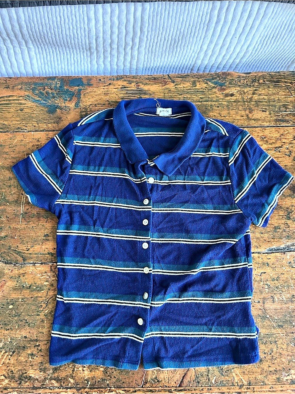 Garage Striped Polo Shirt in Blue & White